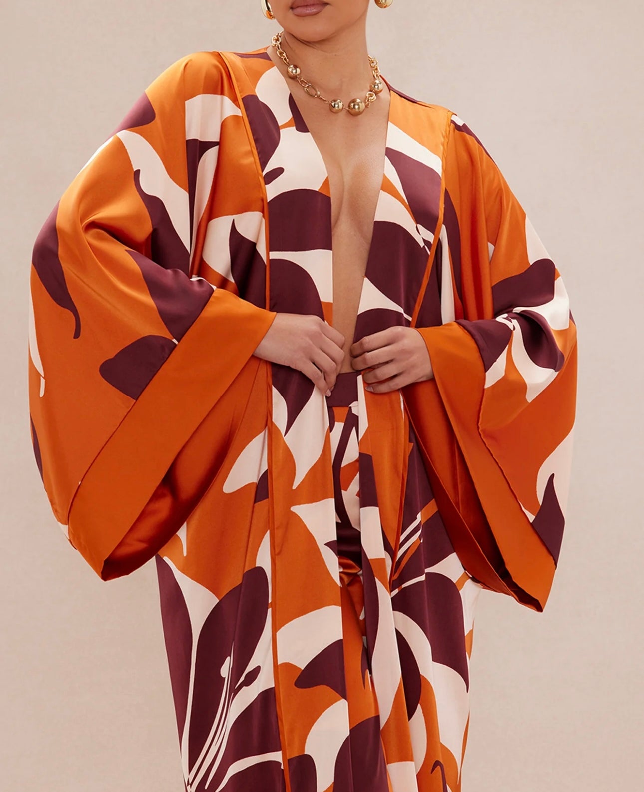 GEE GEE SATIN KIMONO ( Rust )