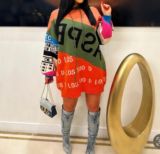 CUZEE SWEATER DRESS ( Orange )