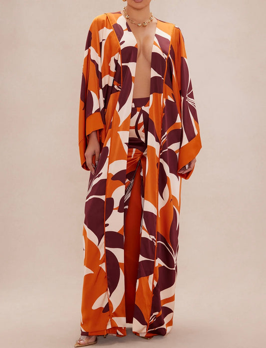 GEE GEE SATIN KIMONO ( Rust )