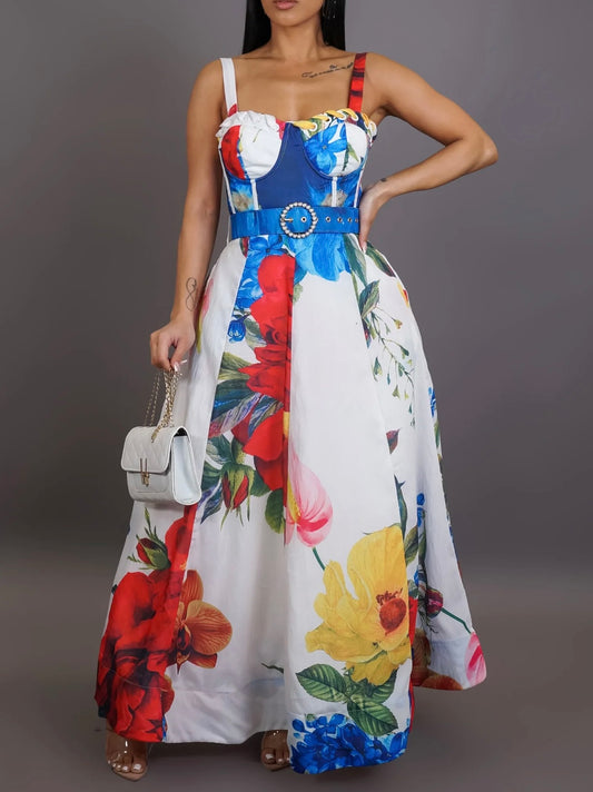 BLOSSOM FLORA MAXI DRESS ( White )