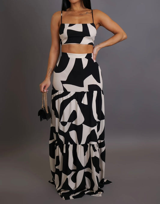 MEEKAS SKIRT SET ( Black/Cream )