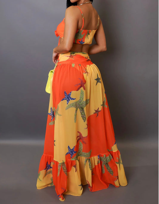 LONNI SKIRT SET ( Orange )