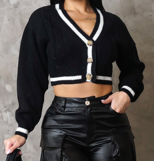 JUDIEE SWEATER TOP ( Black )