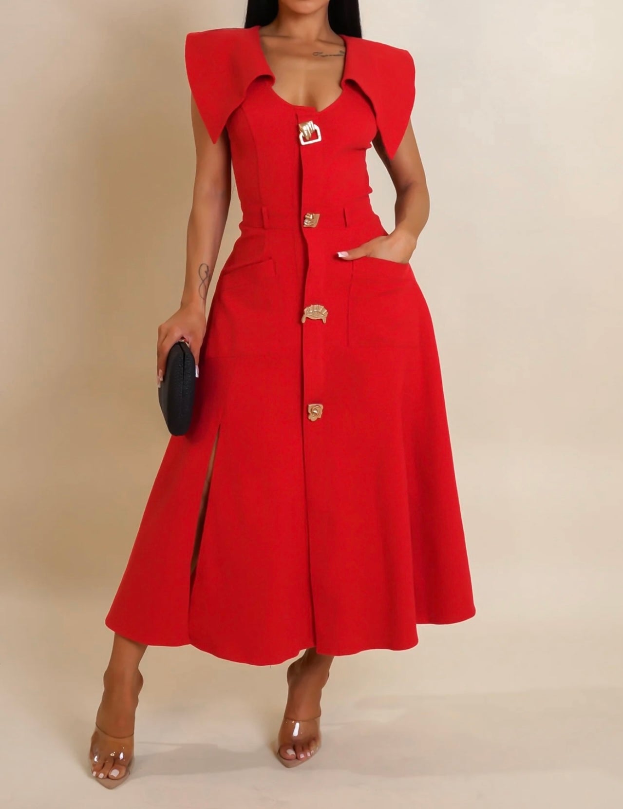 MAKENZIE MIDI DRESS ( Red )