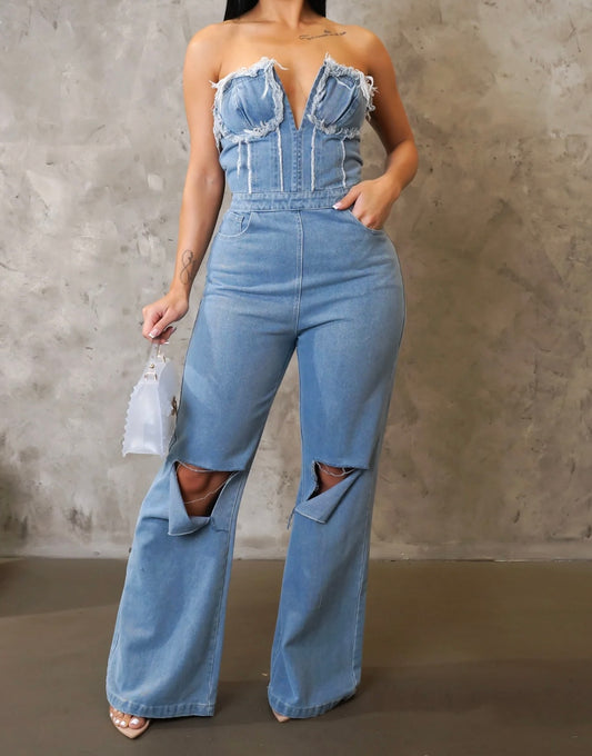DARING JUMPSUIT ( Blue Denim )