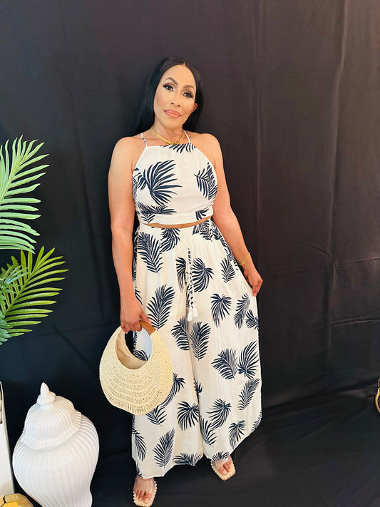 TROPICAL DAY PANTS SET ( White )