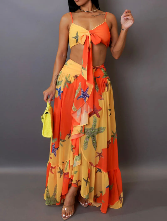 LONNI SKIRT SET ( Orange )