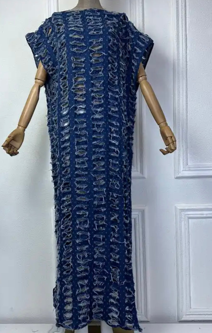 DISCOVERED DENIM DRESS ( Dark Blue )