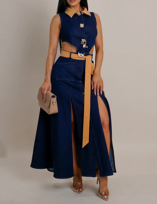 ELLIS MIDI DENIM DRESS