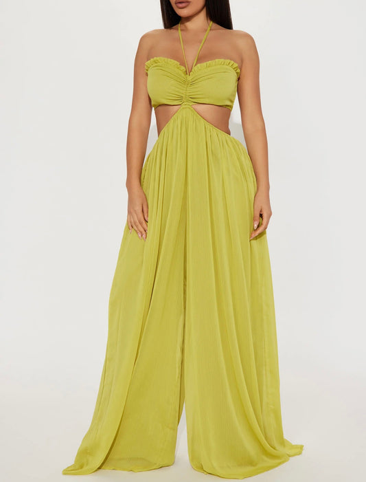 Halter Neck Wide Leg Jumpsuit