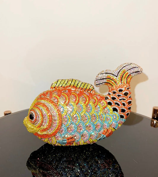 CRYSTAL FISH CLUTCH PURSE