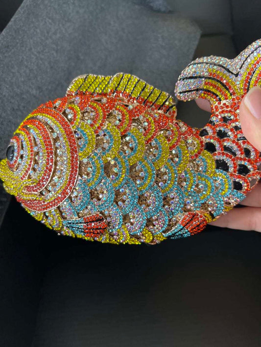 CRYSTAL FISH CLUTCH PURSE