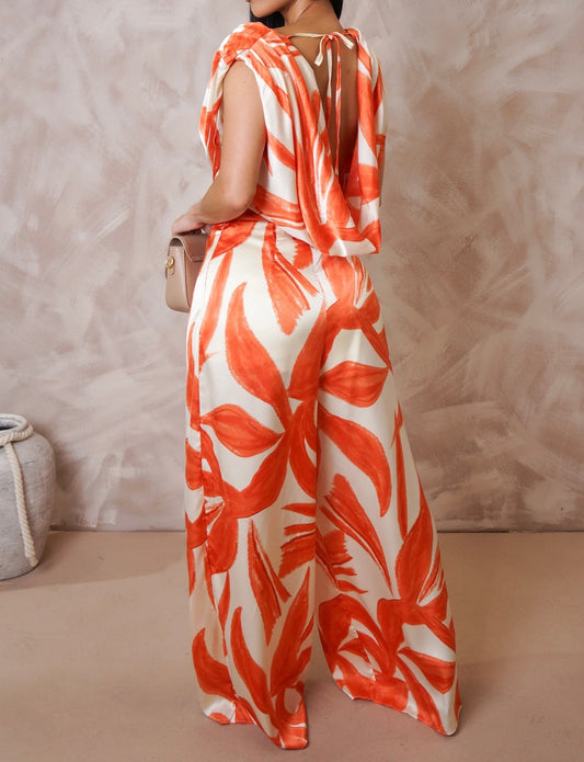 TOO BLUSH JUMPSUIT ( Orange )