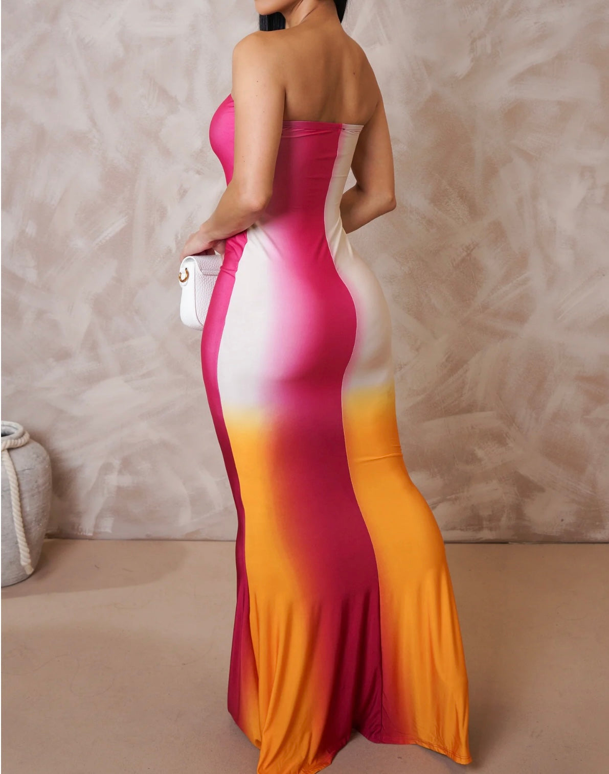 RITA MAXI DRESS ( Pink and White )