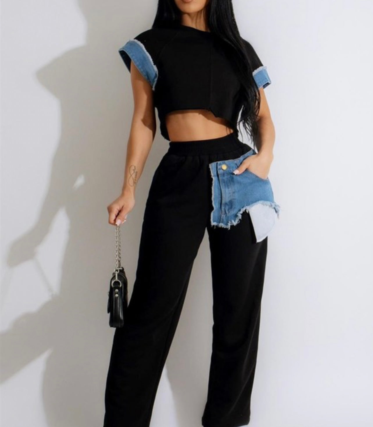 TRISHA TWO PIECES PANTS SET ( Black )