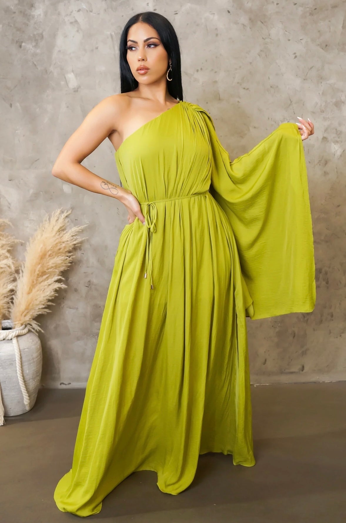 VERONA MAXI DRESS ( Lime Green )