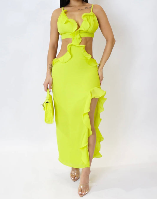 SUMMER WITH ME MIDI DRESS ( Neon Green )