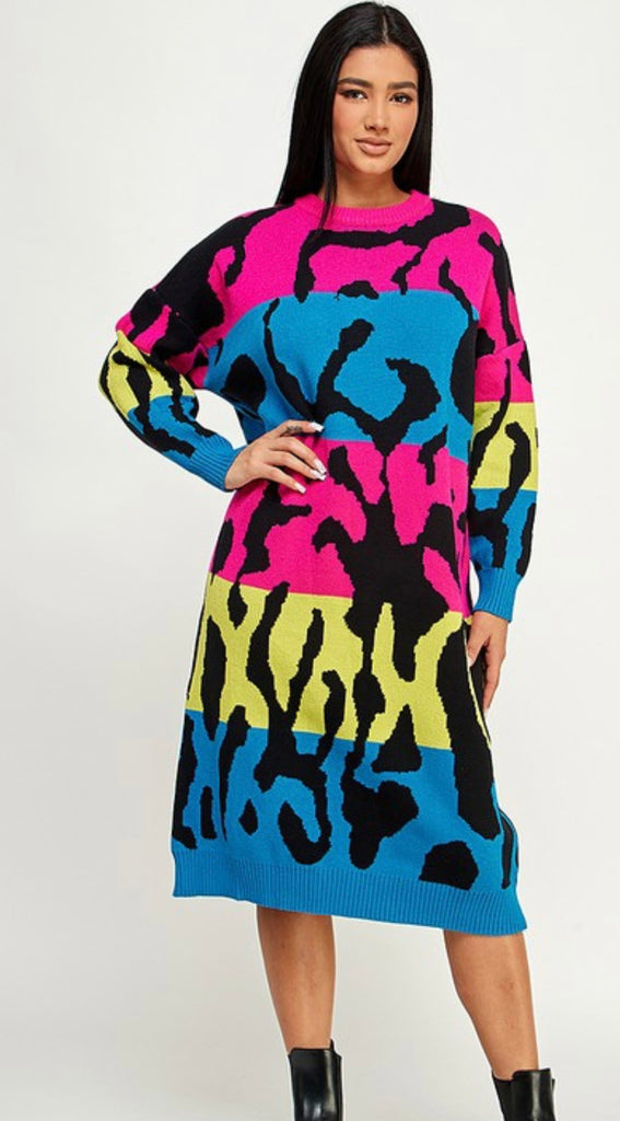 Mock Neck Sweater Dress 